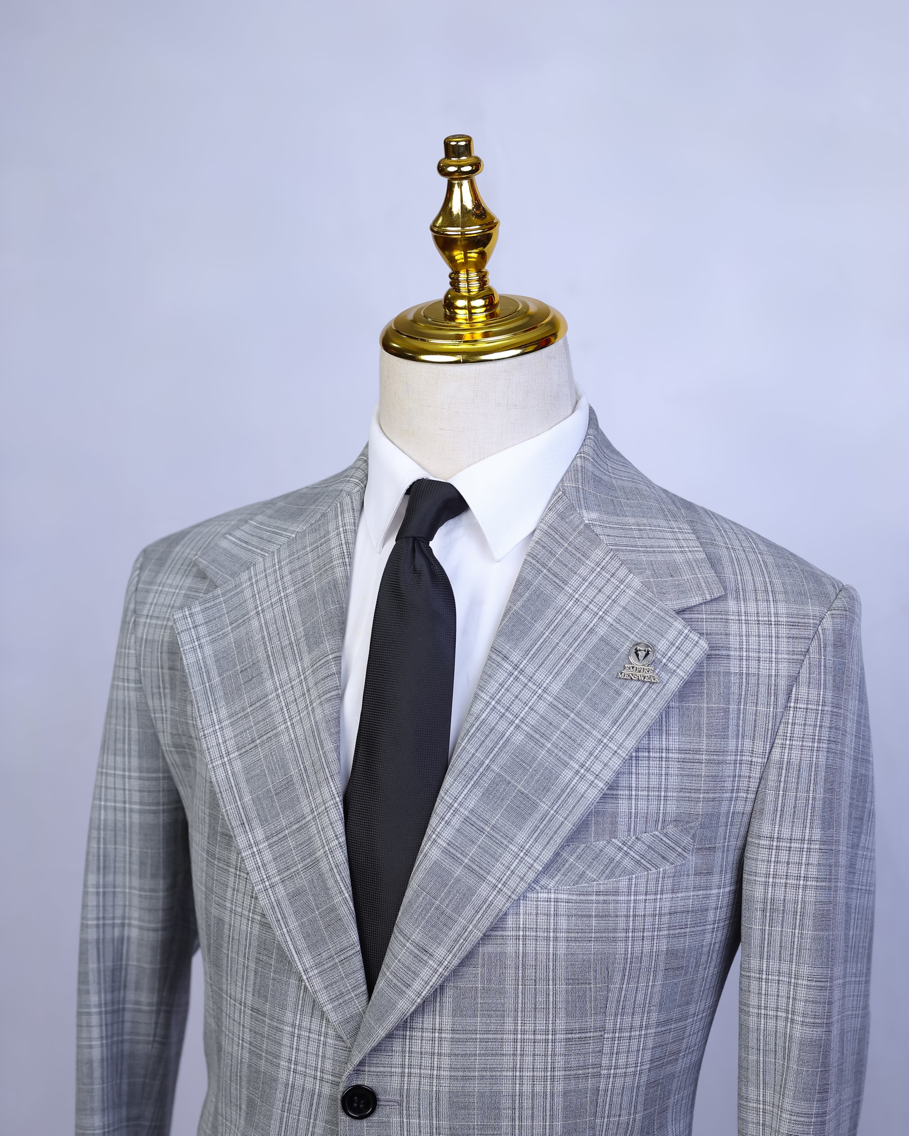 Grey Pattern Single Breasted