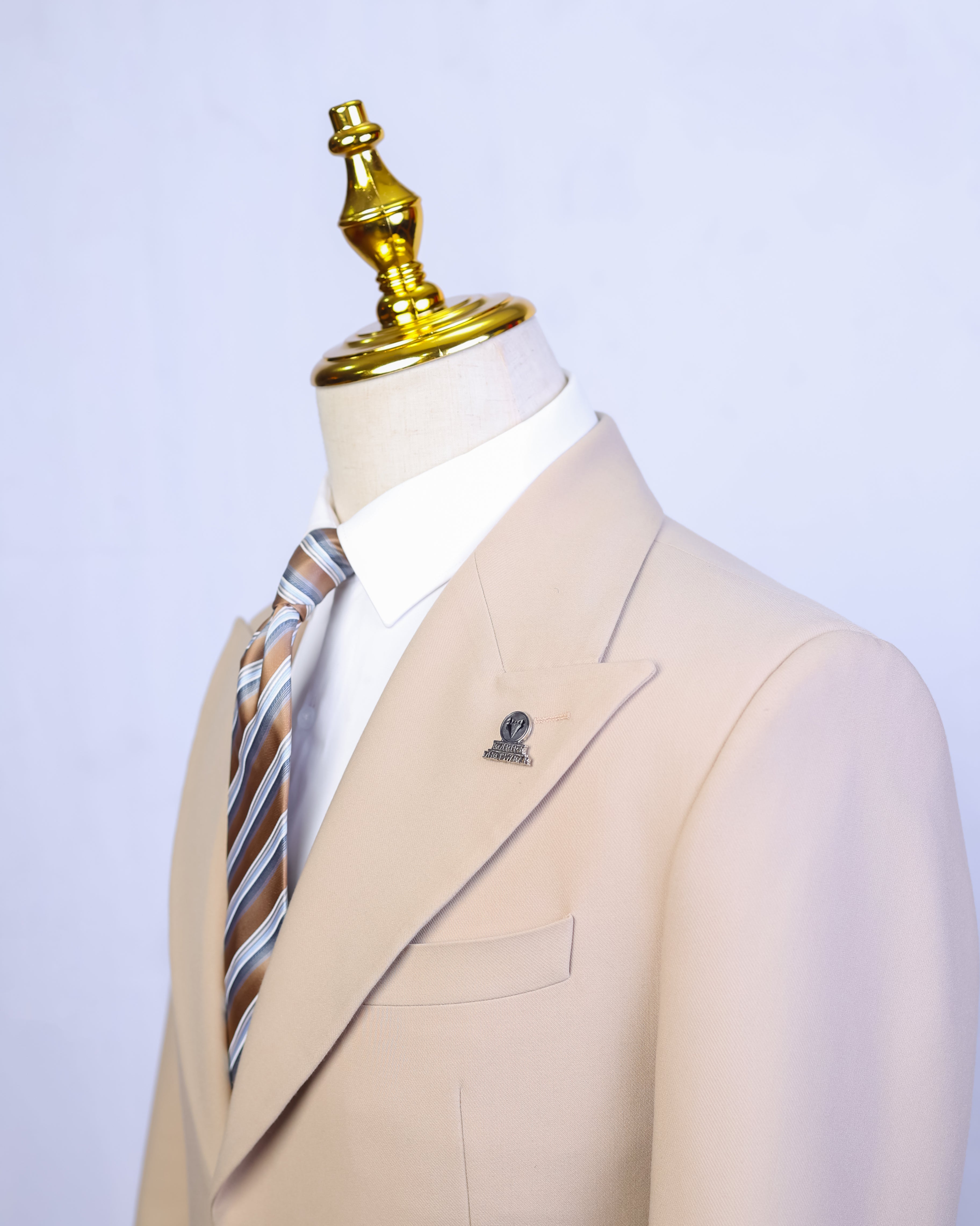 Beige Single Breasted Suit