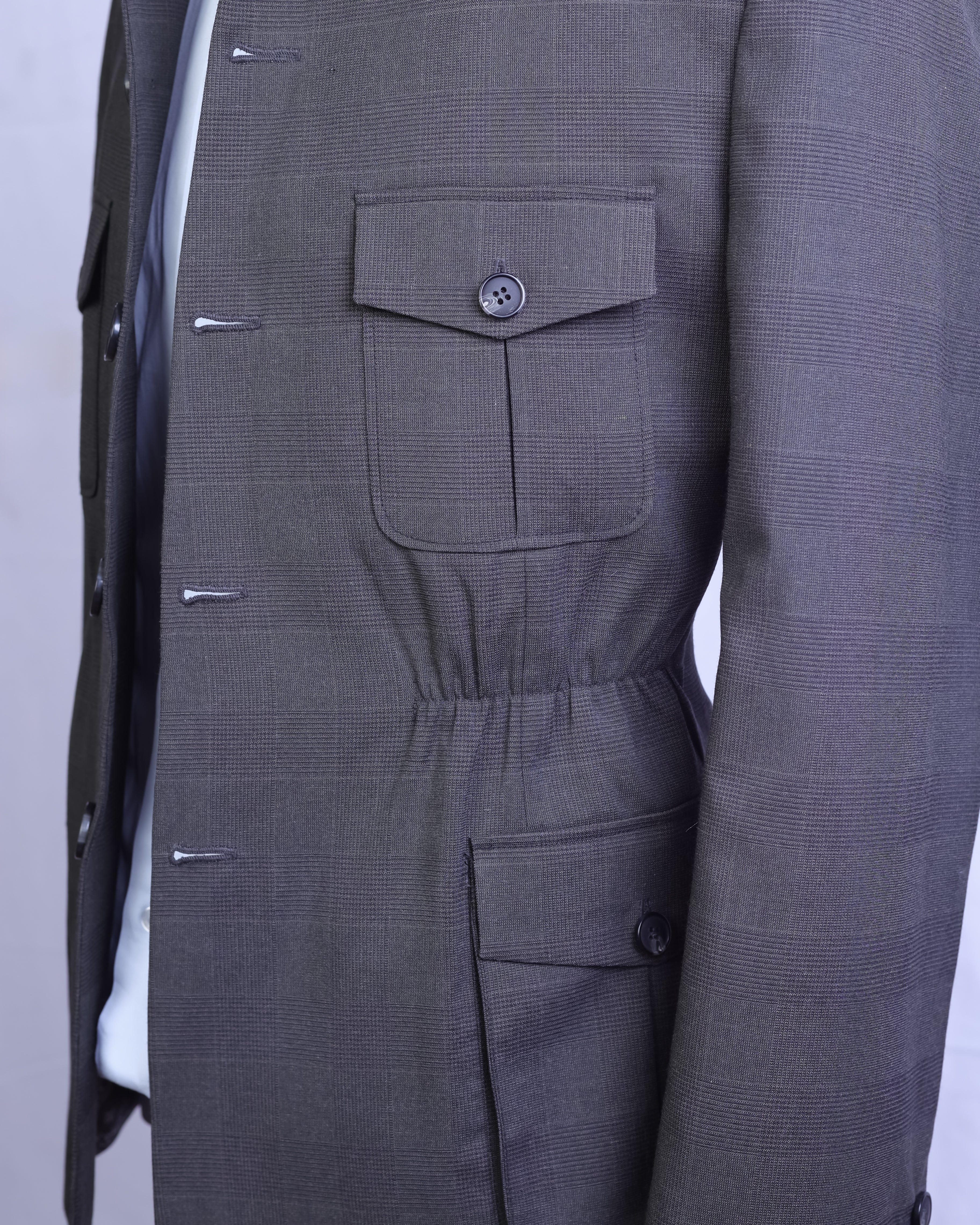 Safari Jacket Deep Windowpane Grey