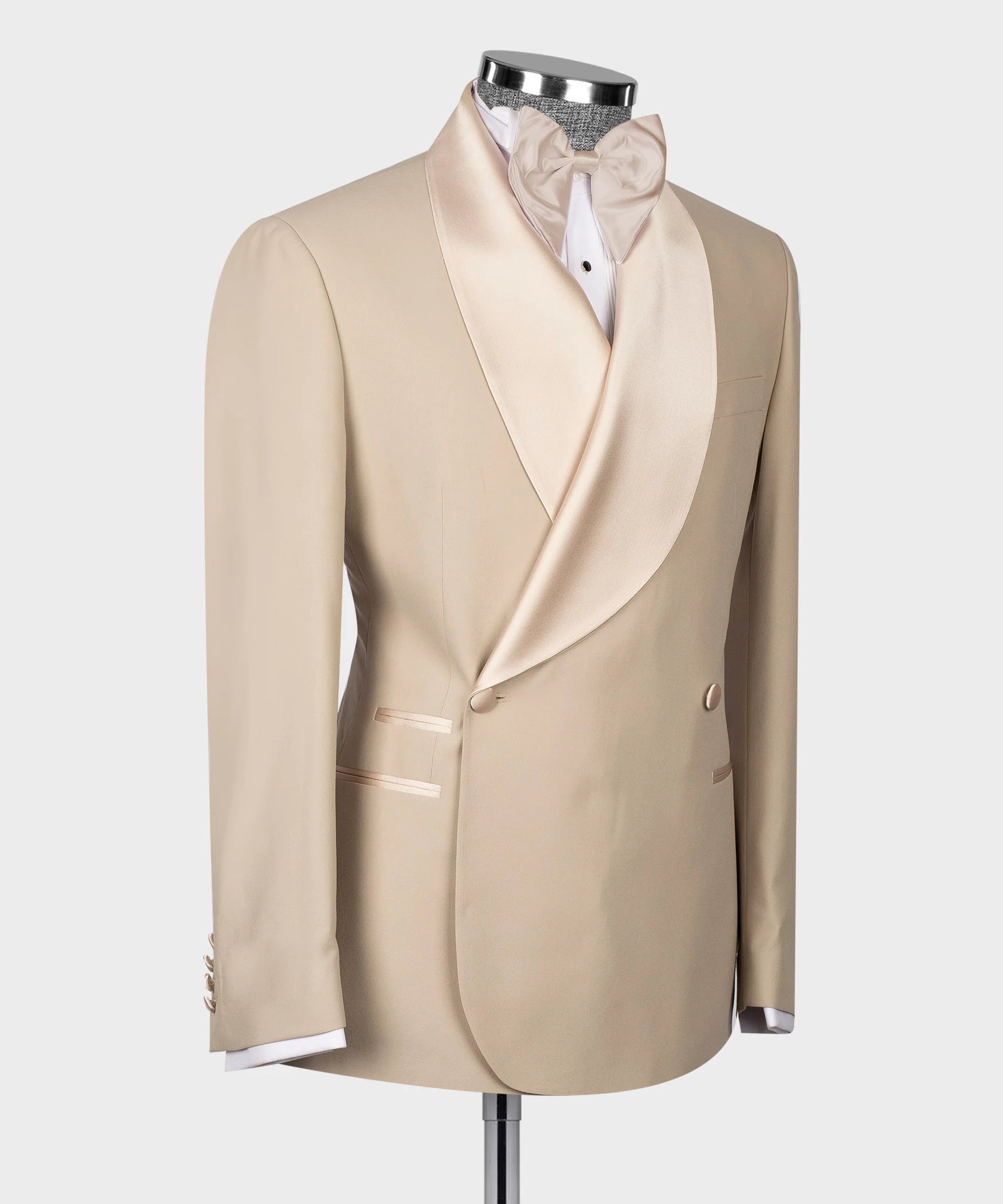 Beige Double Breasted Tuxedo