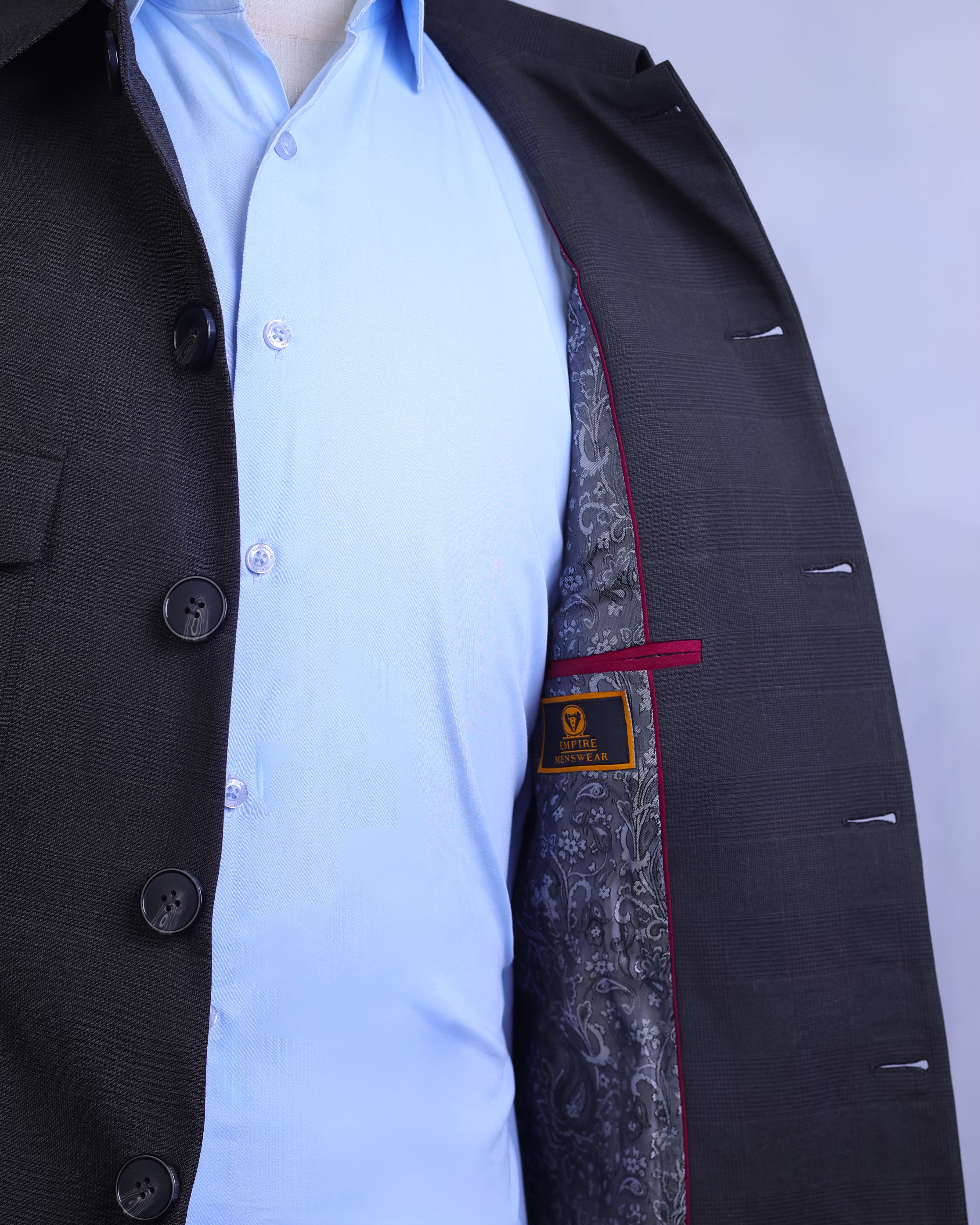 Safari Jacket Deep Windowpane Grey