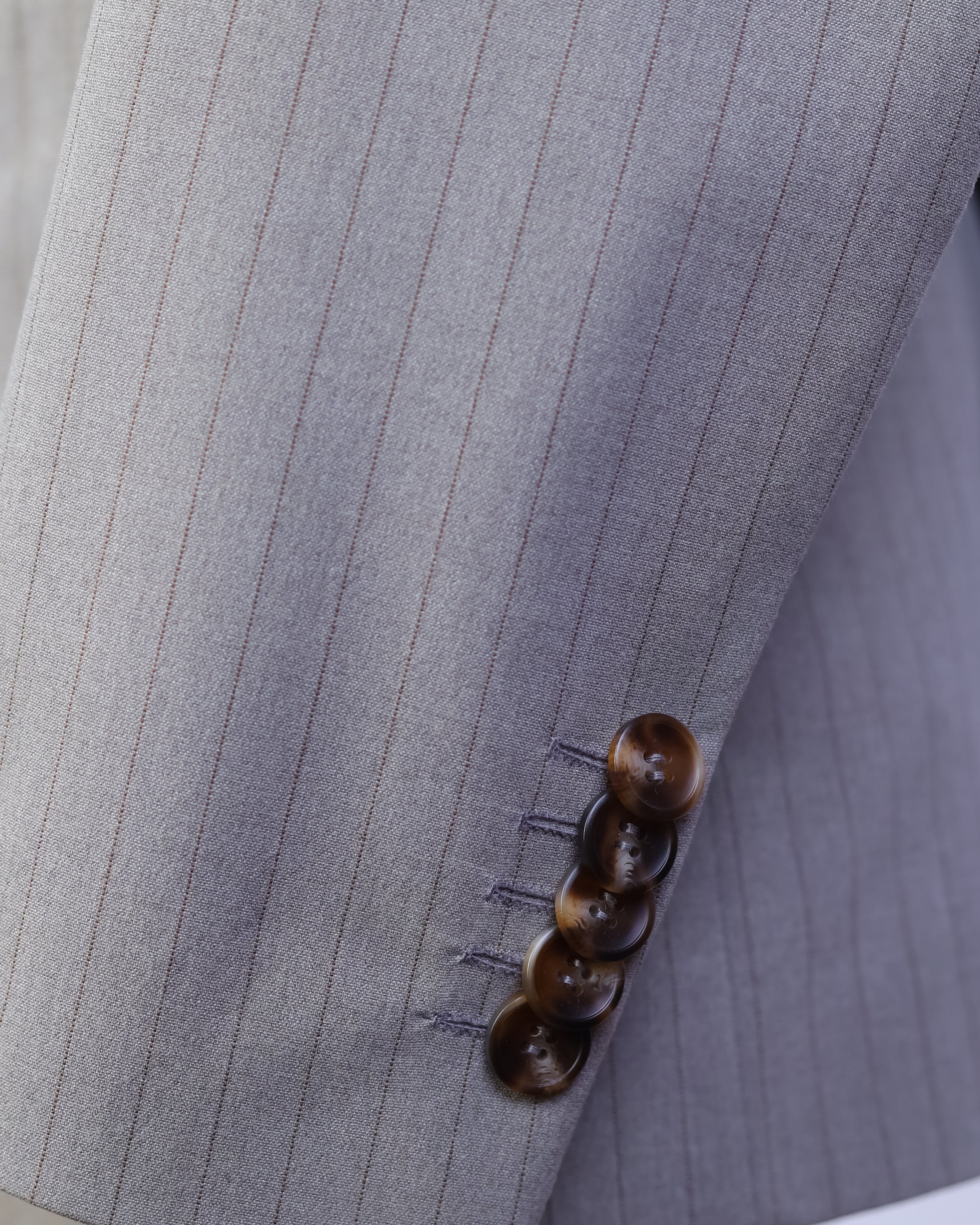 Ash Beige Pinstripes Double Breasted