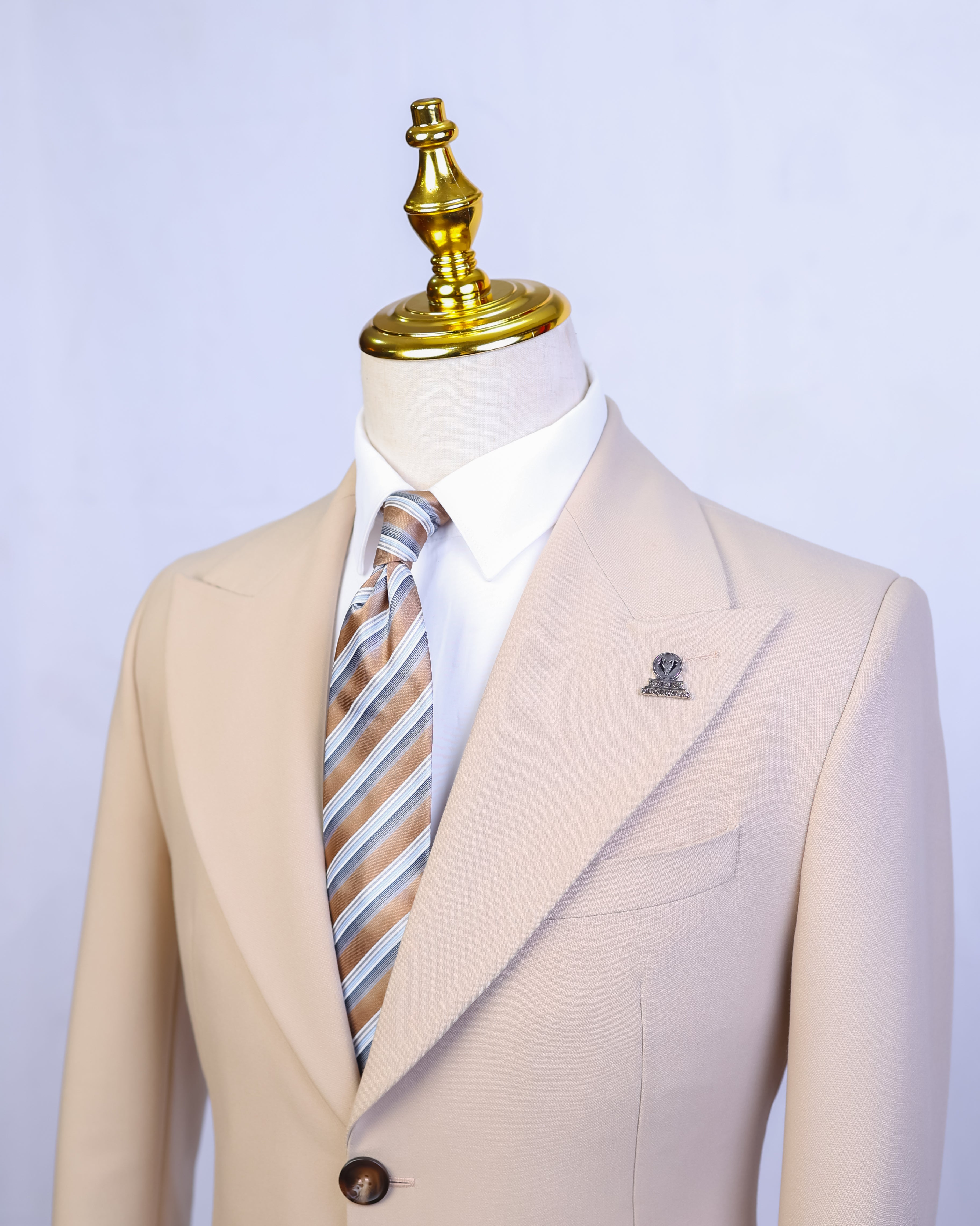 Beige Single Breasted Suit