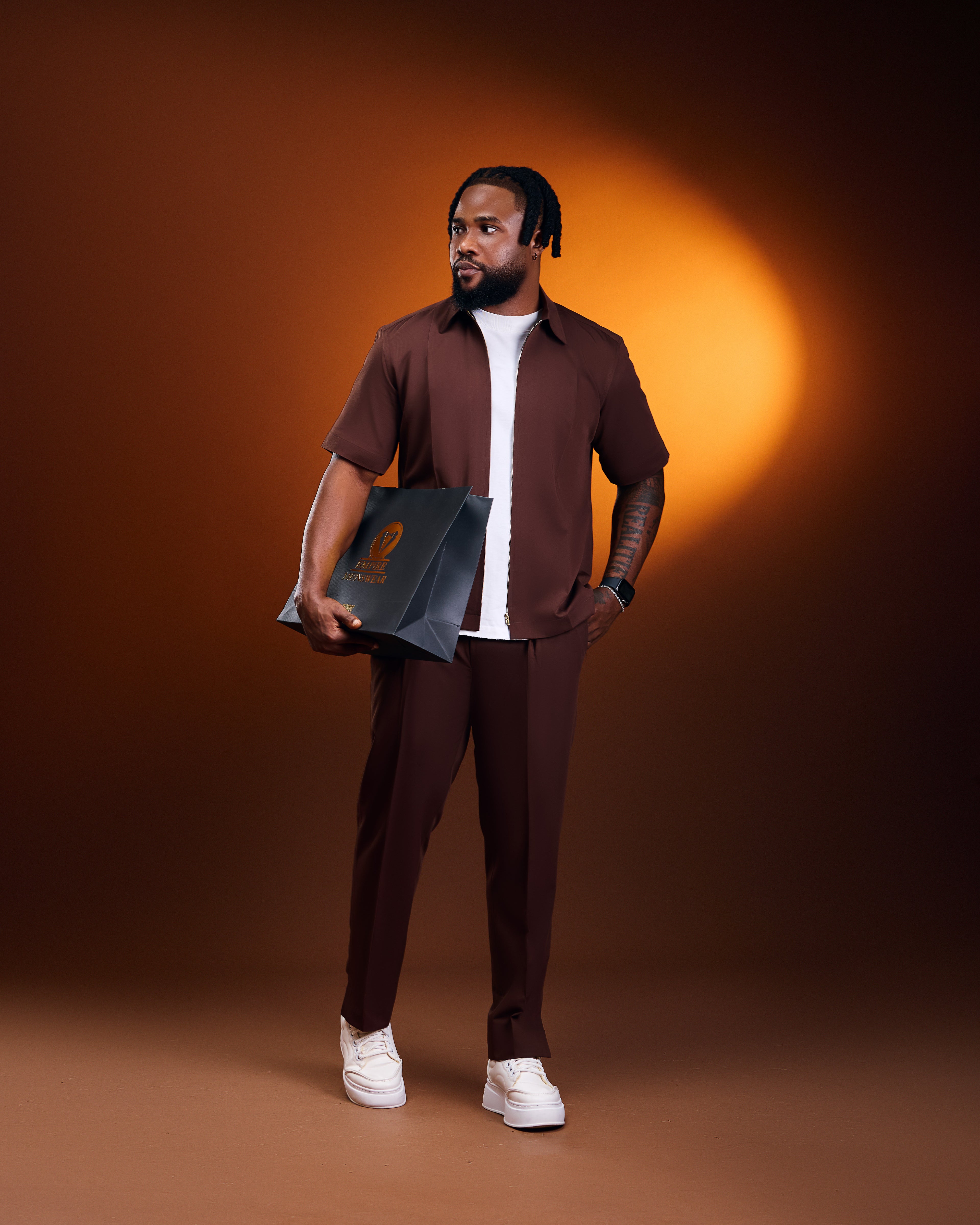 Empire Menswear Brown Casual Set