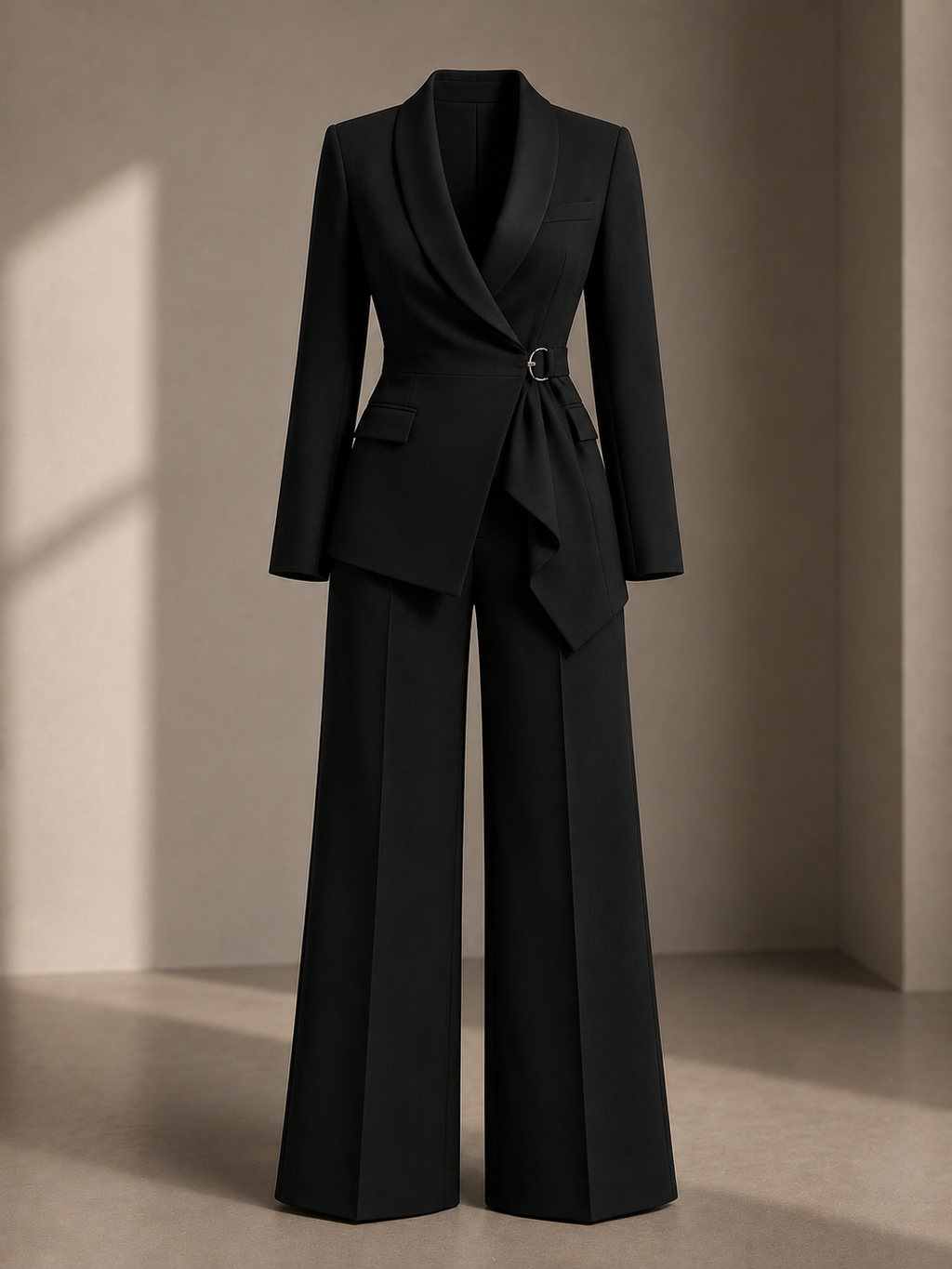 Asymmetric Power Suit Set – Black