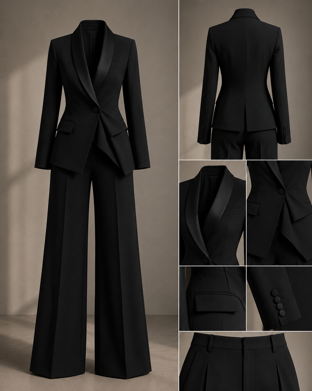 Asymmetric Power Suit Set – Black