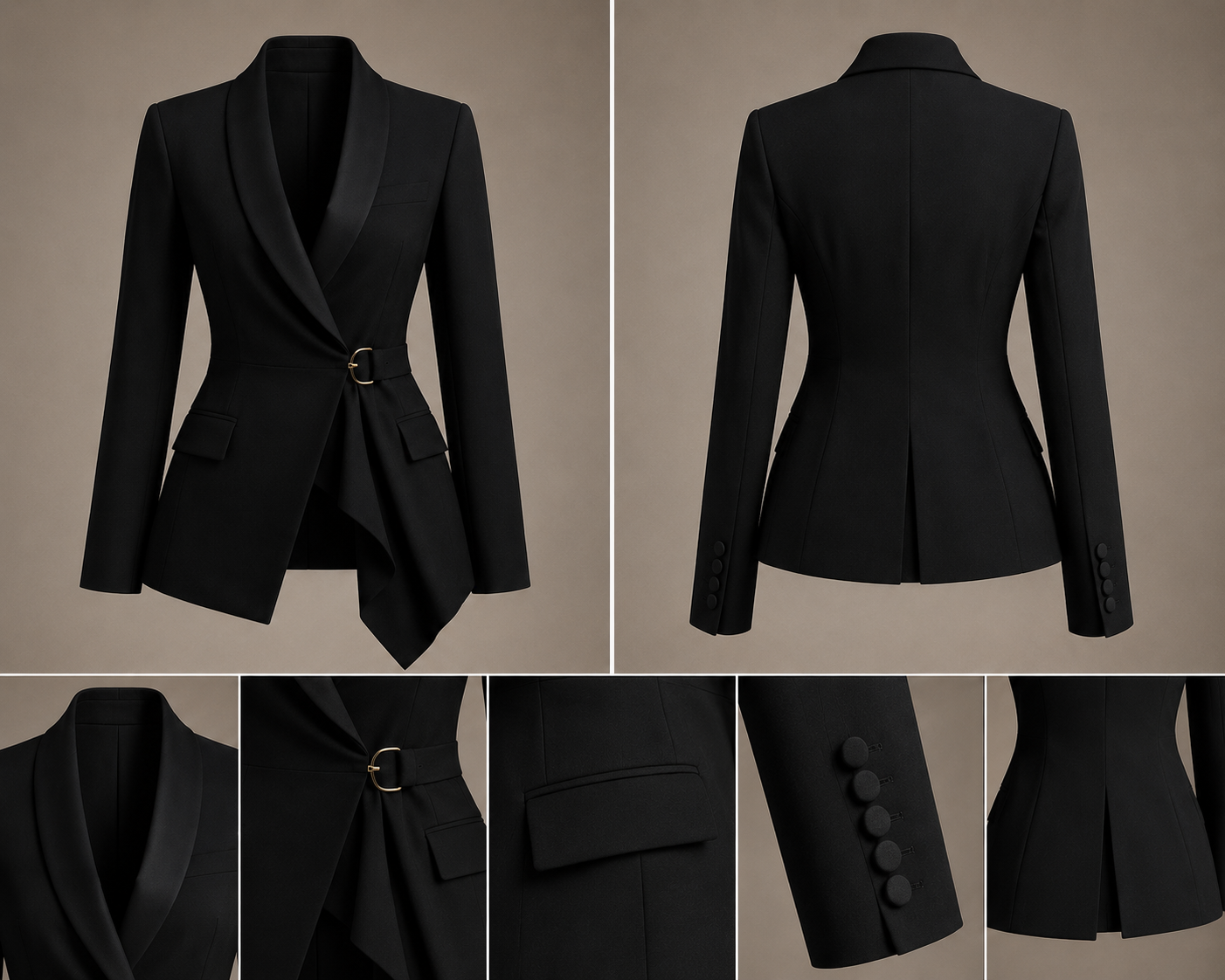 Asymmetric Power Suit Set – Black