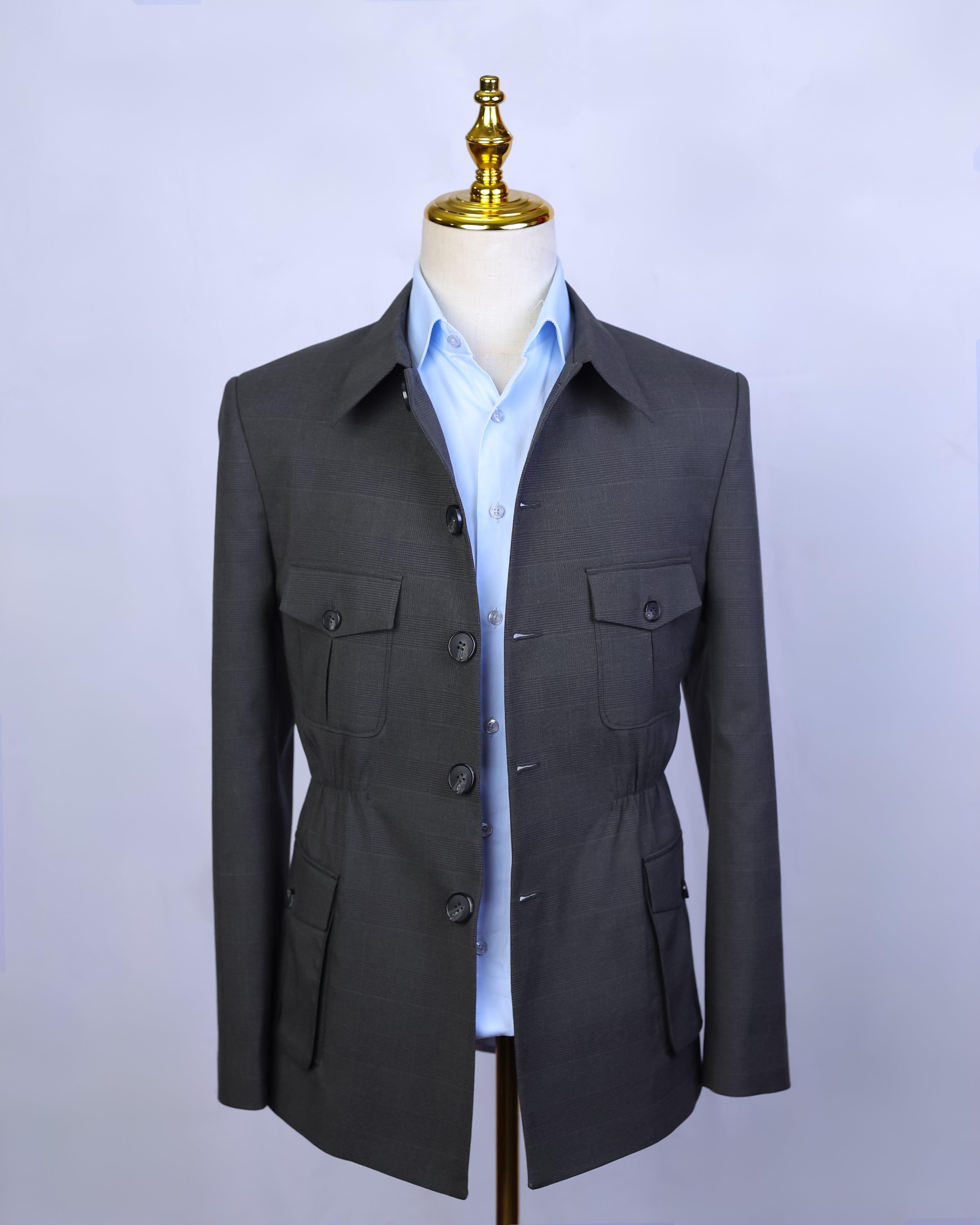 Safari Jacket Deep Windowpane Grey