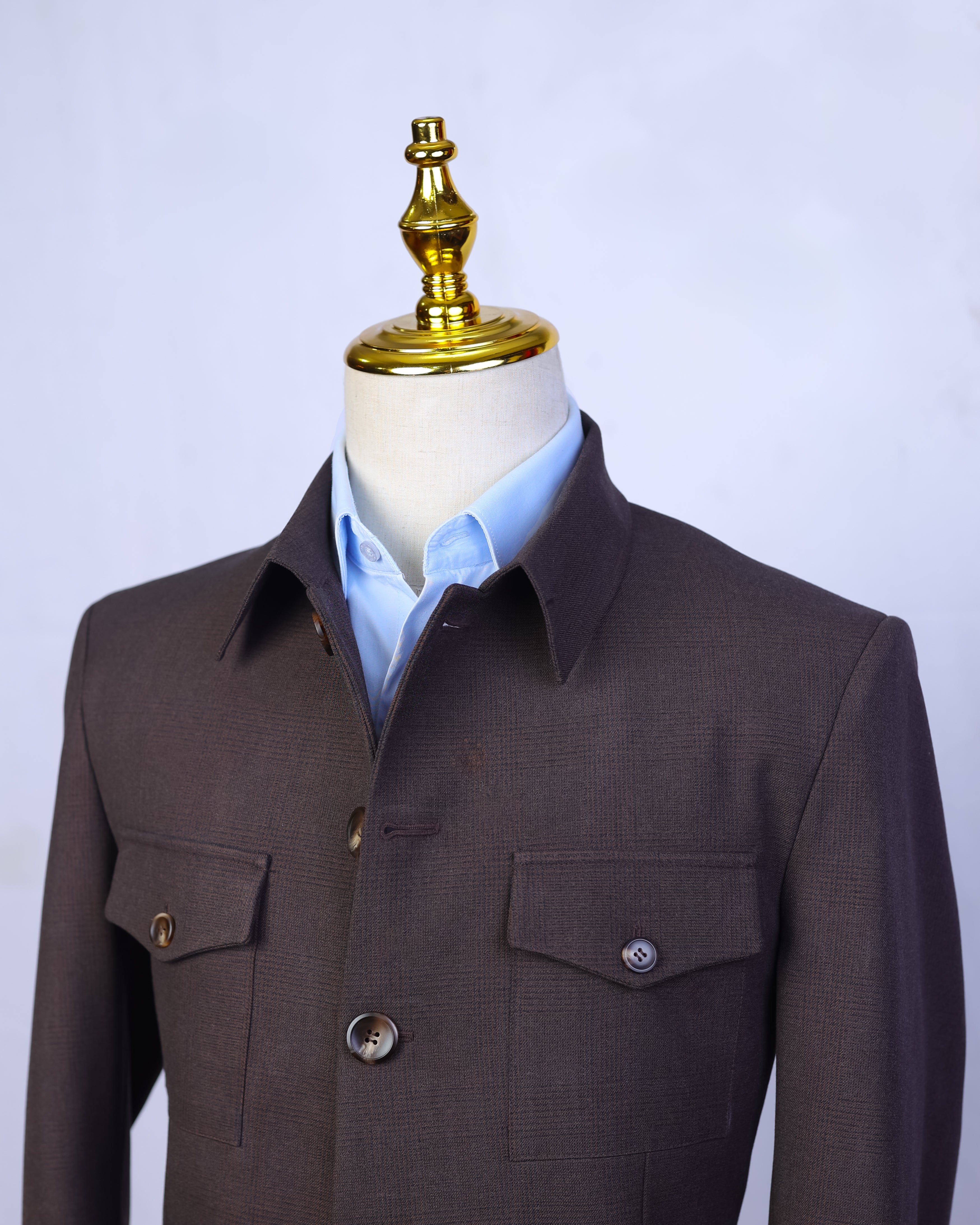 Safari Jacket Deep Windowpane Brown