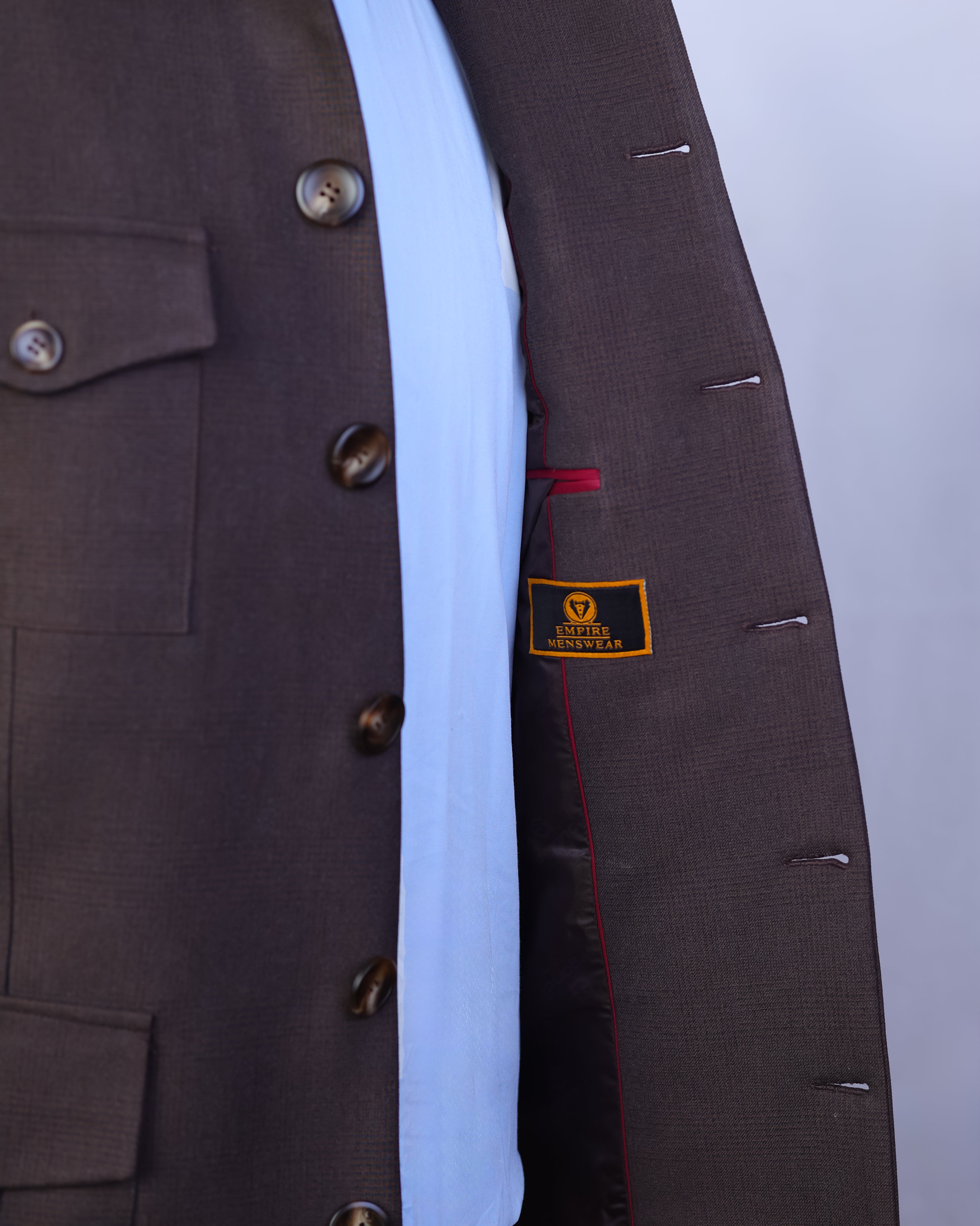 Safari Jacket Deep Windowpane Brown